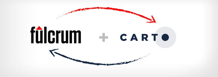 Fulcrum & Carto logos with arrows pointing to each other