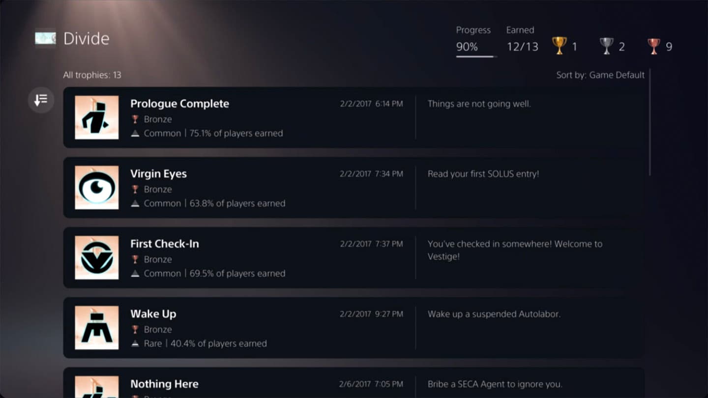 divide console trophies