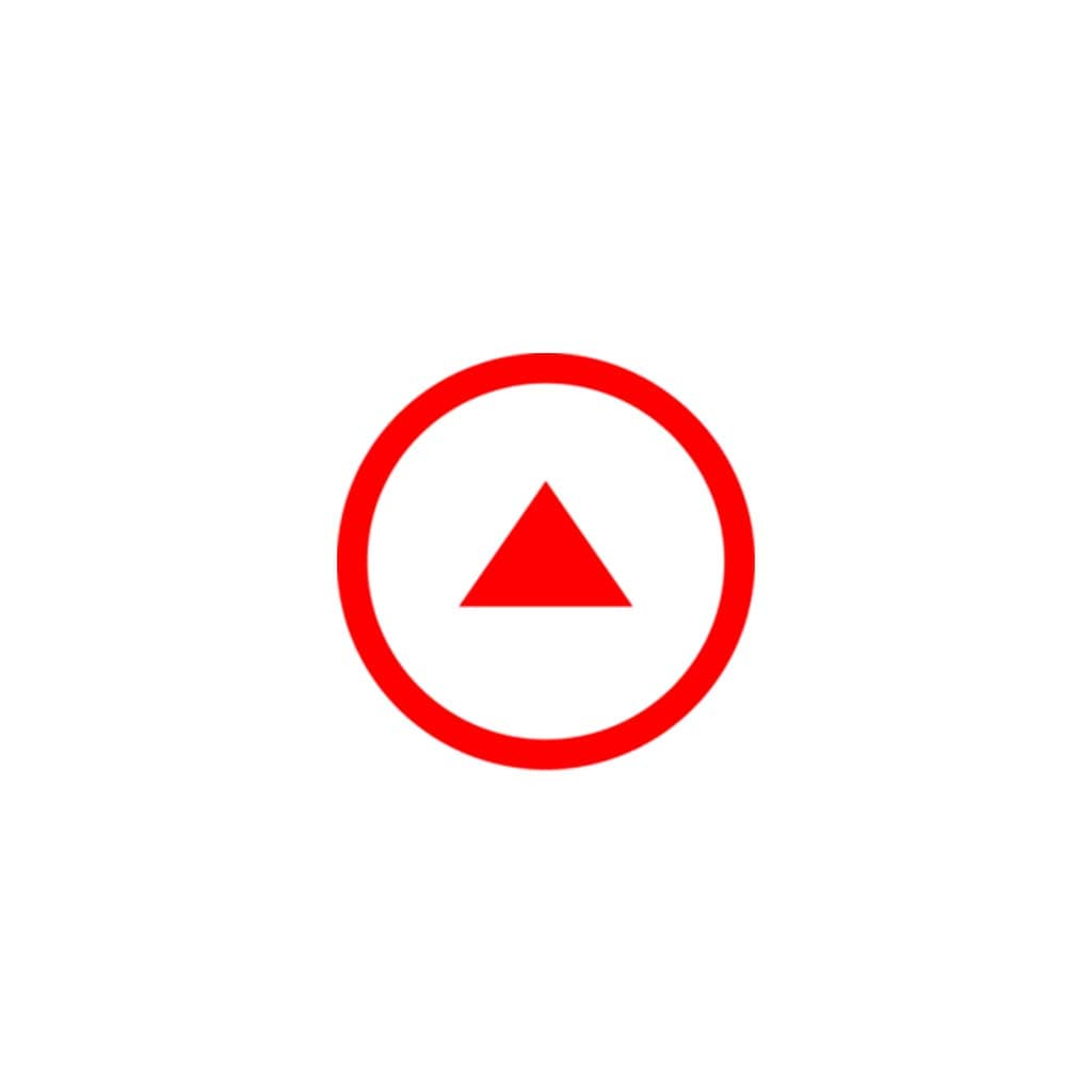 Fulcrum icon, a red triangle enclosed in a red circle